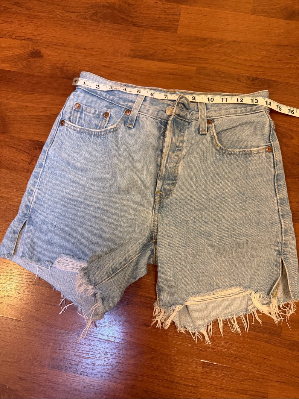 Levi's Light Blue Distressed Denim Shorts